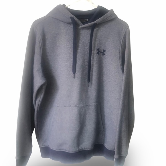 UNDER ARMOUR Men's Rival Fitted Coldgear Pullover Hoodie Midnight Navy - Picture 2 of 11